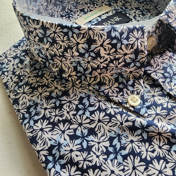 Small Casual Blue Floral Shirt Jos A Bank S New Mens Size Long Sleeve Tailored - Picture 10 of 17